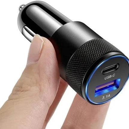 Car Adapter Type C Dual Port with Usb